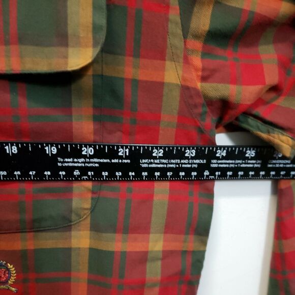 Tommy Hilfiger Mens Dress Shirt Size M Red Green Long Sleeve Cotton - Picture 6 of 8